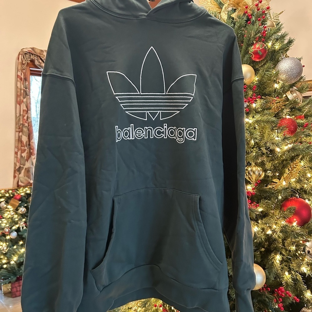 Men's Balenciaga X Adidas, large fit cotton hoodie size large